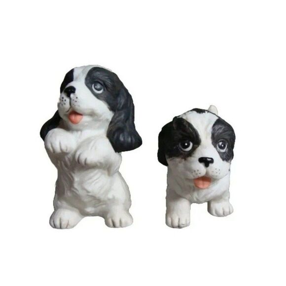 Homco Set of 2 Black White DOG Figurines # 1427 Spaniels - Picture 6 of 9